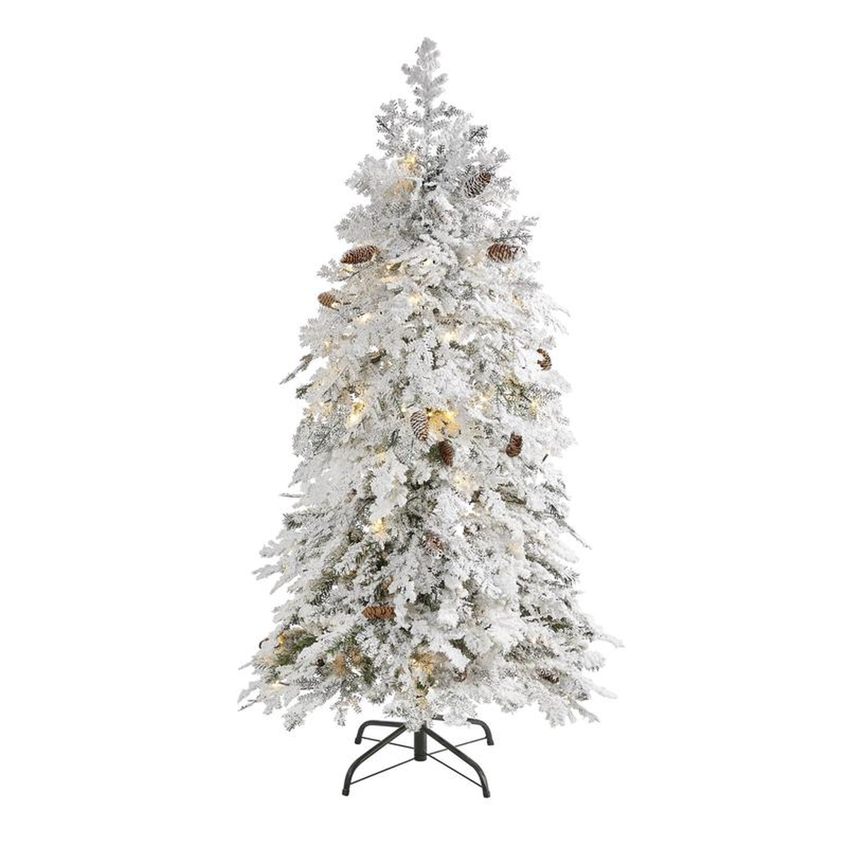 5 Flocked Montana Down Swept Spruce Artificial Christmas Tree with 100 Clear LED Lights