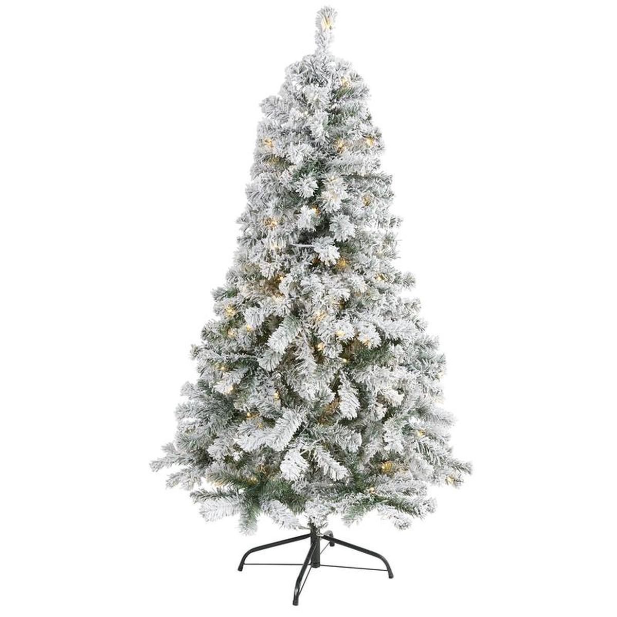 5 Flocked Rock Springs Spruce Artificial Christmas Tree with 150 Clear LED Lights