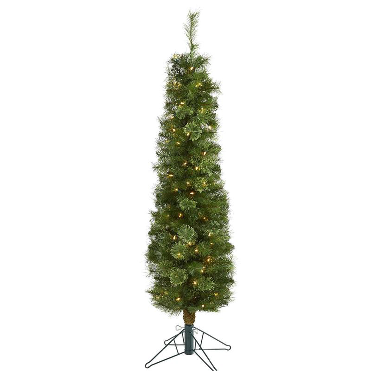 58242 Green Pencil Artificial Christmas Tree with 100 Clear (Multifunction) LED Lights and 198 Bendable Branches