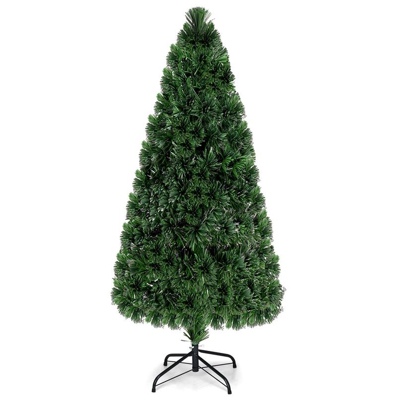6 ft Fiber Optic Artificial PVC Christmas Tree, Green - Green