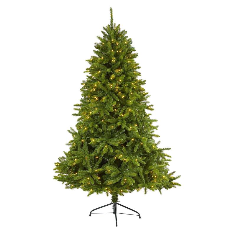 6 Sierra Spruce Natural Look Artificial Christmas Tree with 300 Clear LED Lights and 1357 Bendable Branches