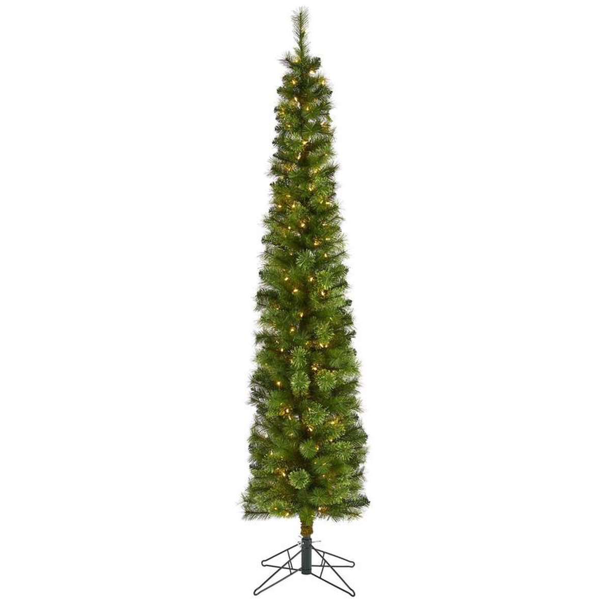 78217 Green Pencil Artificial Christmas Tree with 150 Clear (Multifunction) LED Lights and 338 Bendable Branches