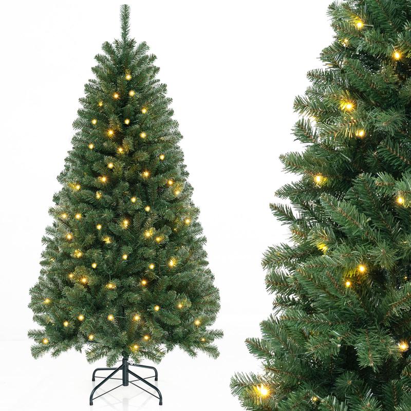 Artificial Christmas Tree, 6/7/8 FT, 568/830/1182 Tips, 200/250/400 LED Lights, Green