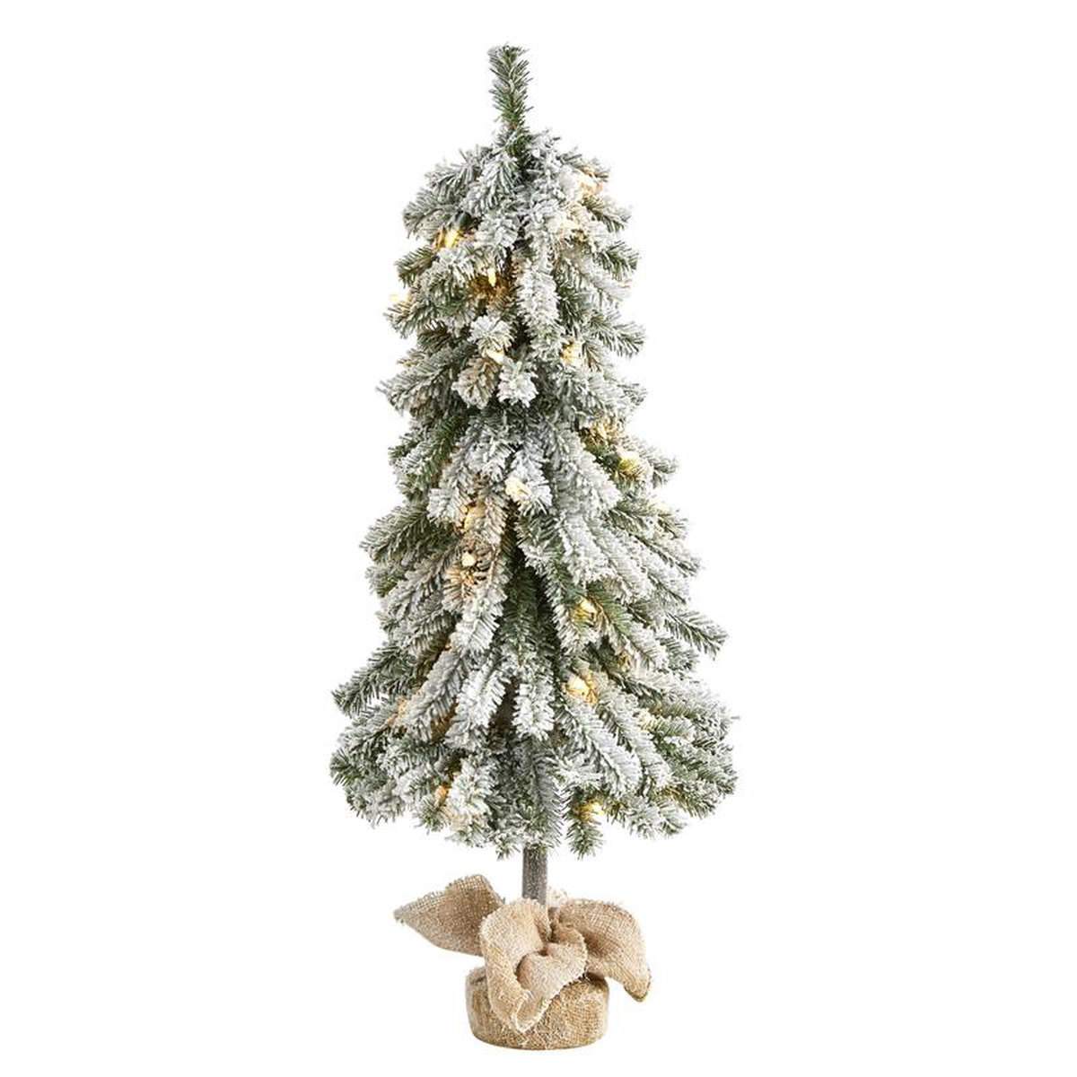 3 Flocked Alpine Artificial Christmas Tree with 50 Lights 177 Bendable Branches and a Burlap Planter