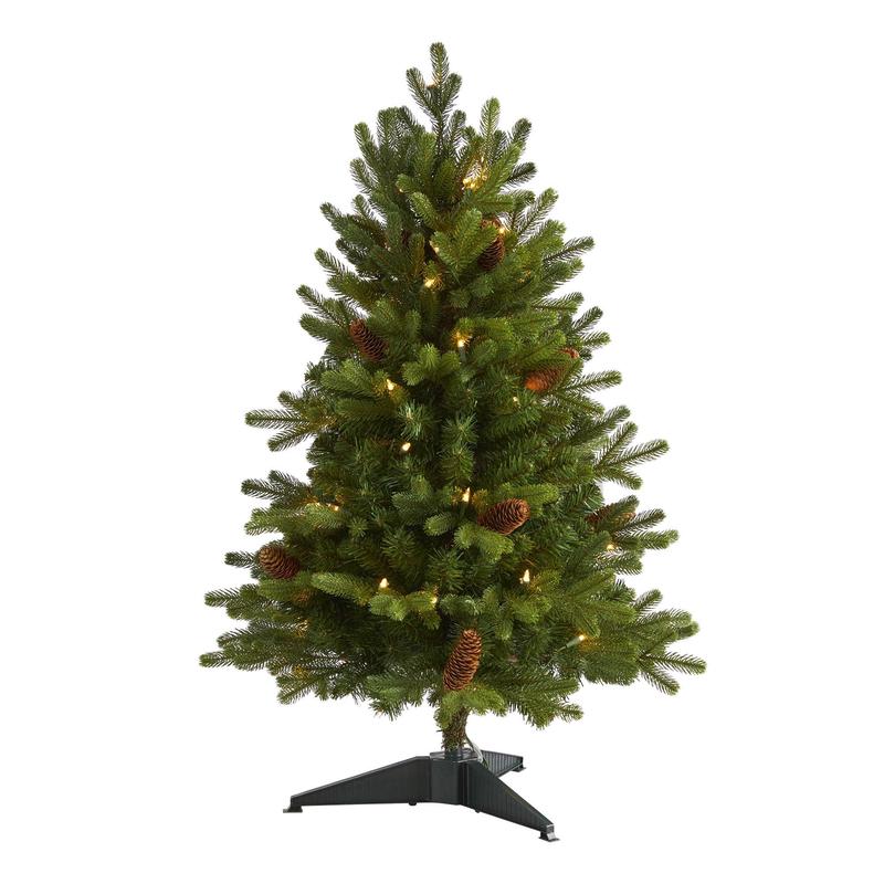 3 Yukon Mountain Fir Artificial Christmas Tree with 50 Clear Lights and Pine Cones