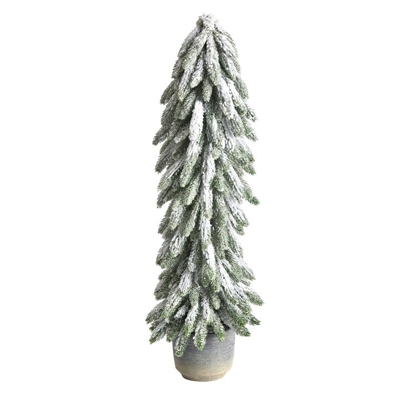 33 Flocked Artificial Christmas Tree in Decorative Planter