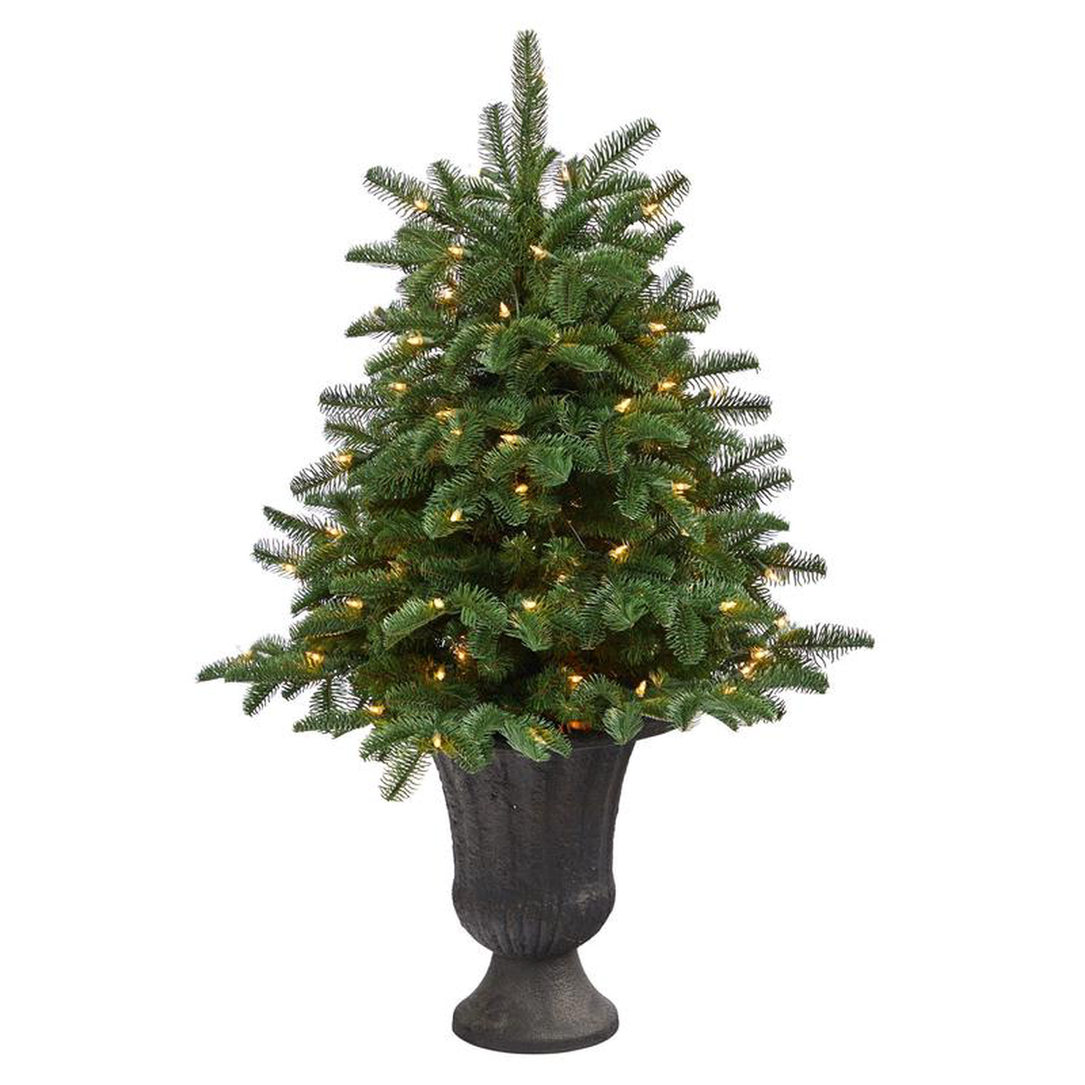 35 South Carolina Spruce Artificial Christmas Tree with 100 White Warm Light and 458 Bendable Branches in Charcoal Urn