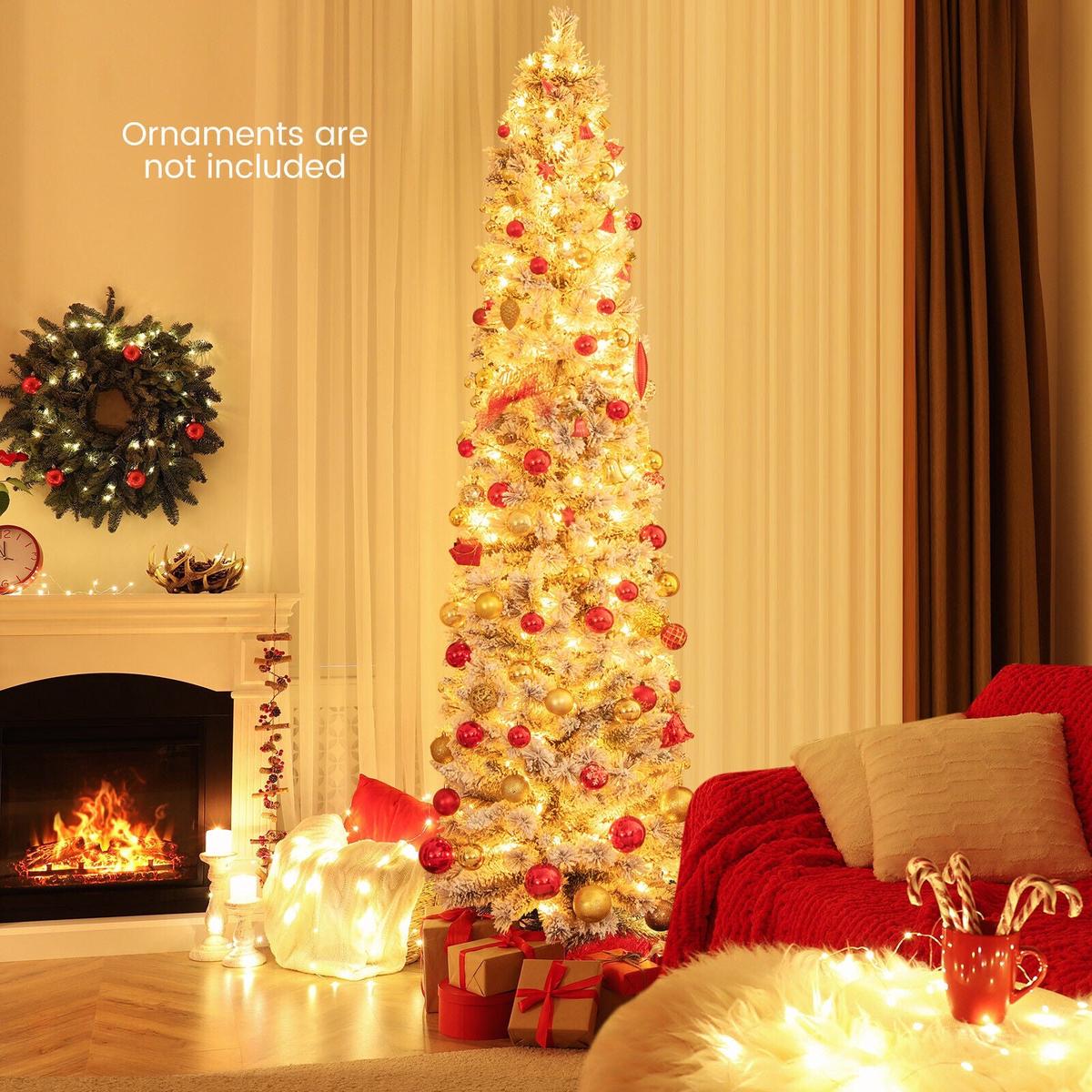 4.5/6/7  258  100  -  - 7  4.5/6/7 Feet Christmas Tree with 258 Branch Tips and 100 Incandescent Lights-Flocked and Slim-7 ft