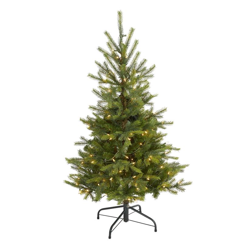 4 North Carolina Spruce Artificial Christmas Tree with 100 Clear Lights and 207 Bendable Branches