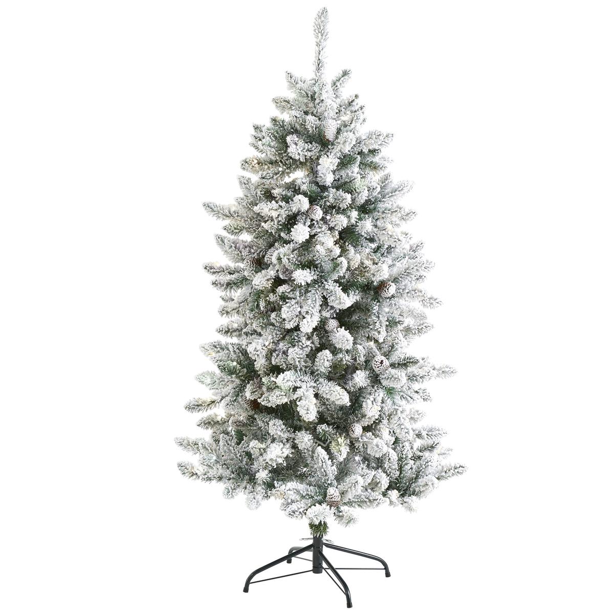 5 Flocked Livingston Fir Artificial Christmas Tree with Pine Cones and 498 Bendable Branches
