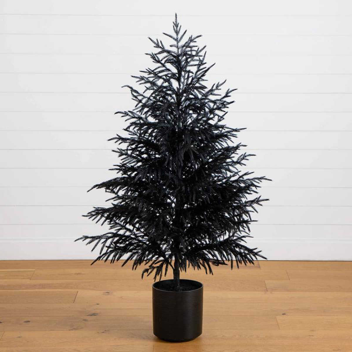 58217 Artificial Halloween Real Touch Black Norfolk Pine Christmas Tree with Natural Look