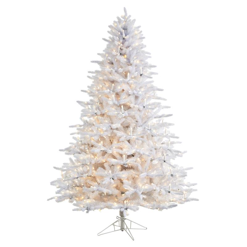 7.5' Candle Lit White Artificial Christmas Tree with 900 LED Candle Lights and 1703 Bendable Branches