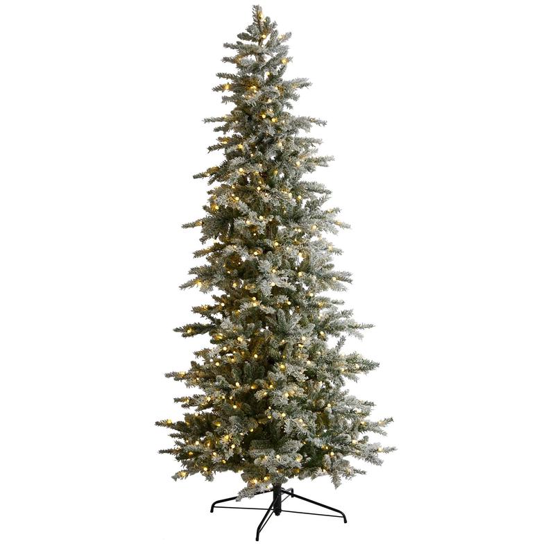 8.5 Slim Flocked Nova Scotia Spruce Artificial Christmas Tree