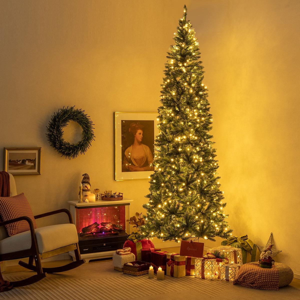 9  1298  9 FT Pre-Lit Artificial Christmas Tree with 1298 Snowy Branch Tips