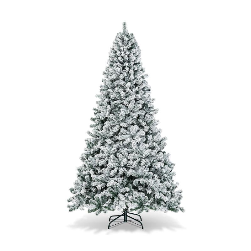 9 Feet Artificial Christmas Tree, Premium Snow Flocked Hinged, White