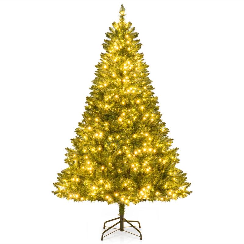 Artificial Christmas Tree, 6 Feet, Hinged, 7 Lighting Modes, Green - Green