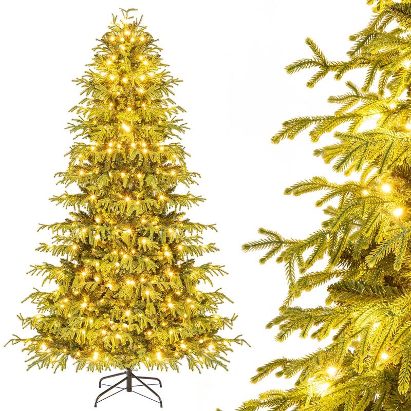 Artificial Christmas Tree, LED Lights, PVC Mixed Branch Tips, 7ft, Green - Green