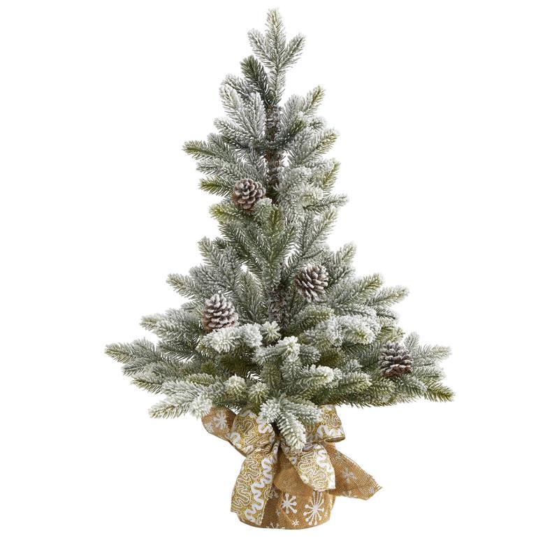 28 Flocked Artificial Christmas Tree with Pine Cones