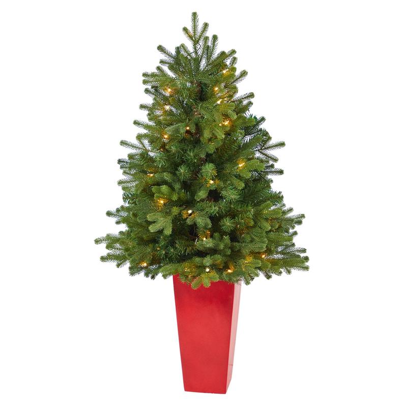 3.5 Washington Fir Artificial Christmas Tree with 50 Clear Lights in Tower Planter