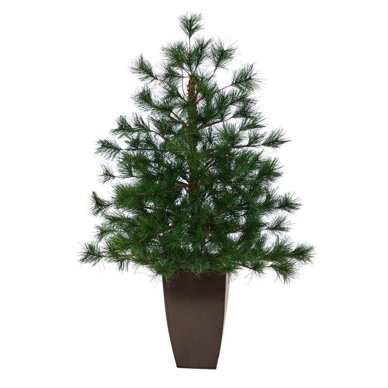 40 Yukon Mixed Pine Artificial Christmas Tree with 213 Bendable Branches in Bronze Metal Planter