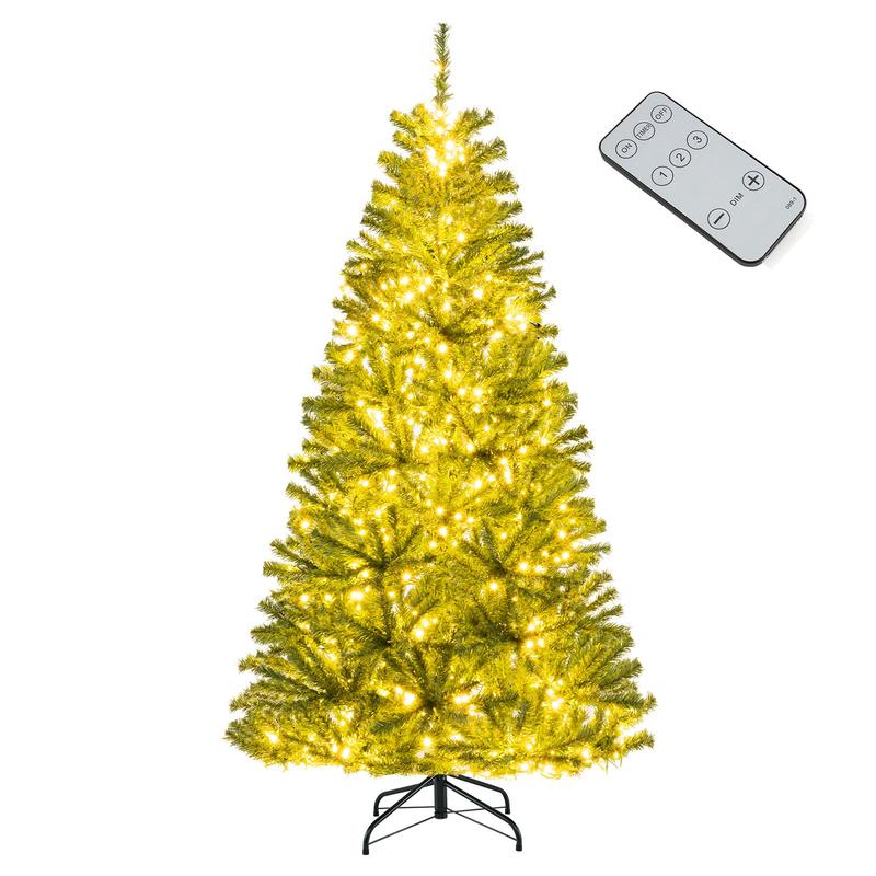 6/7/8 FT Pre-Lit Artificial Christmas Tree, Remote Control LED Lights, Green - Green