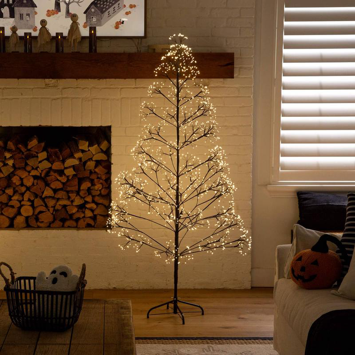 68217 Pre-Lit Artificial Halloween Black Starburst Tree with 1680 Fairy Warm White LED Lights