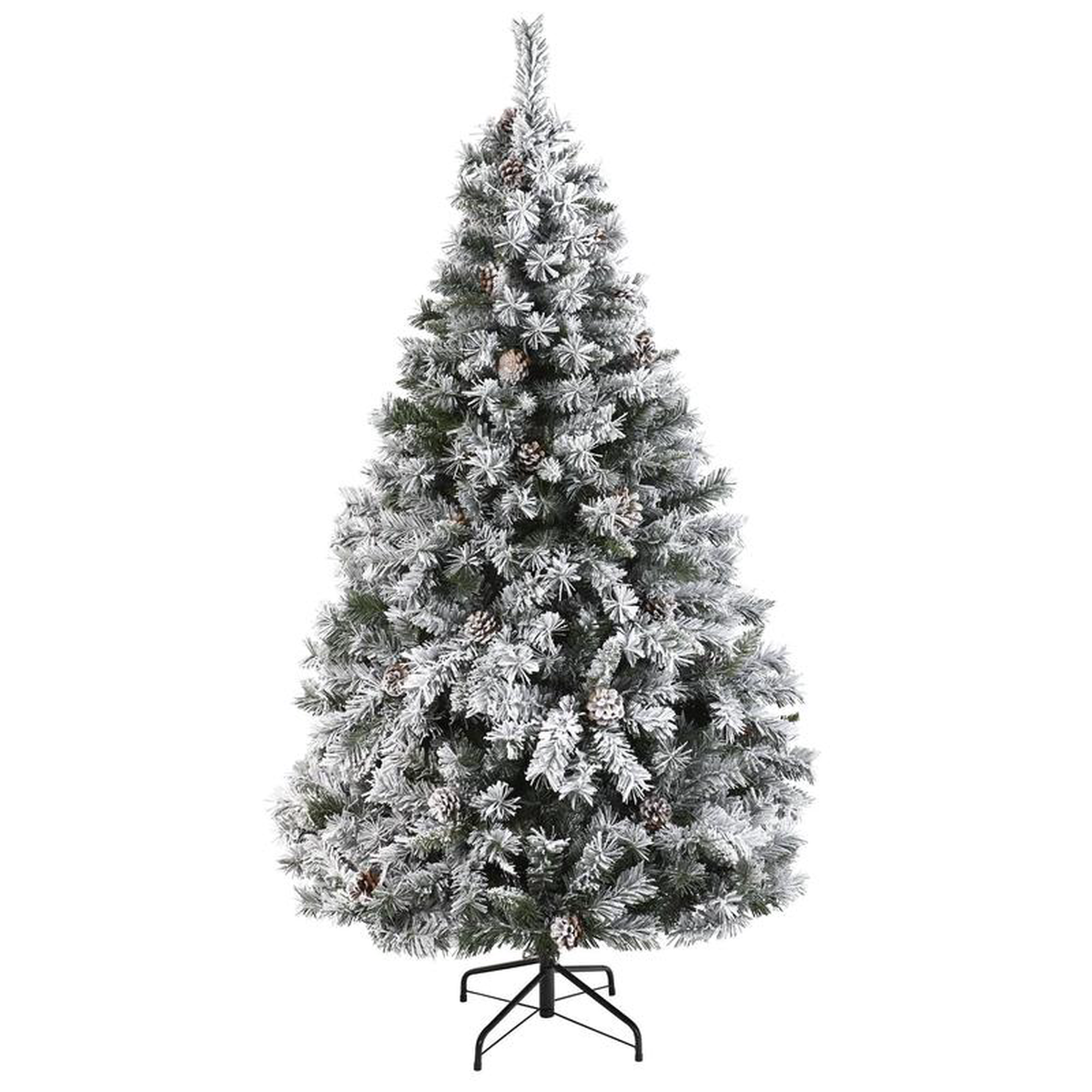 68242 Flocked White River Mountain Pine Artificial Christmas Tree with Pinecones