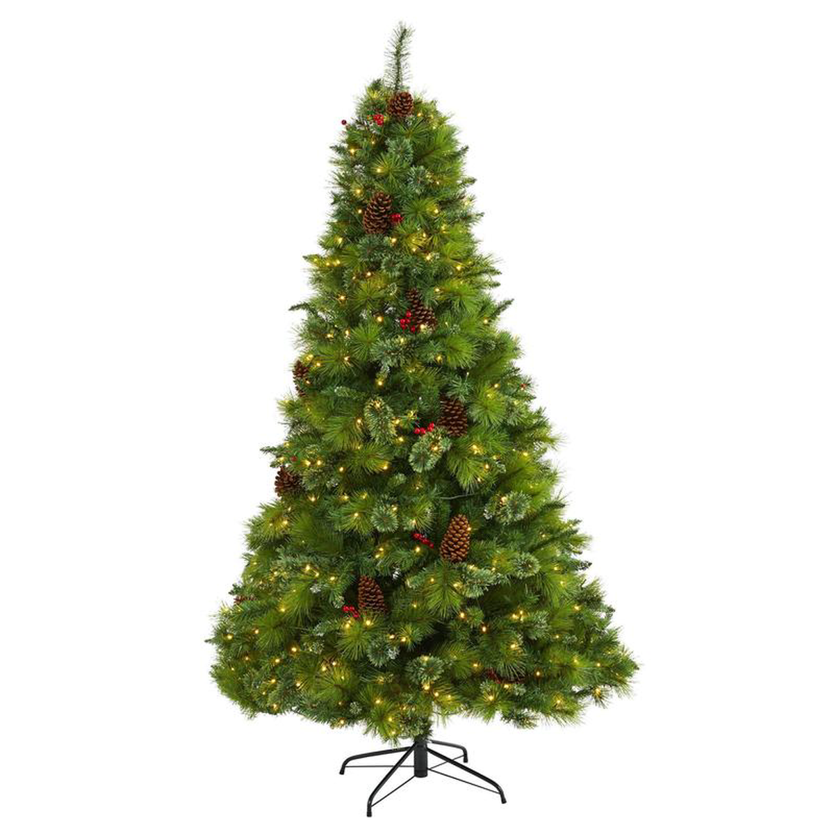 7 Montana Mixed Pine Artificial Christmas Tree with Pine Cones Berries and 500 Clear LED Lights