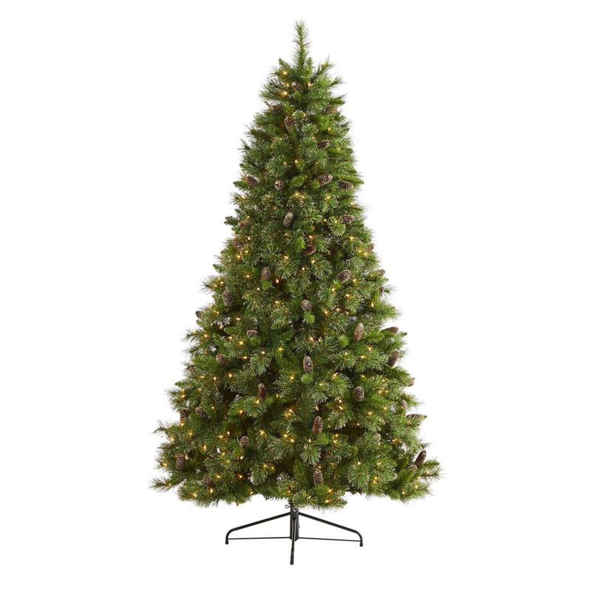 75 Golden Tip Washington Pine Artificial Christmas Tree with 600 Clear Lights Pine Cones and 1568 Bendable Branches