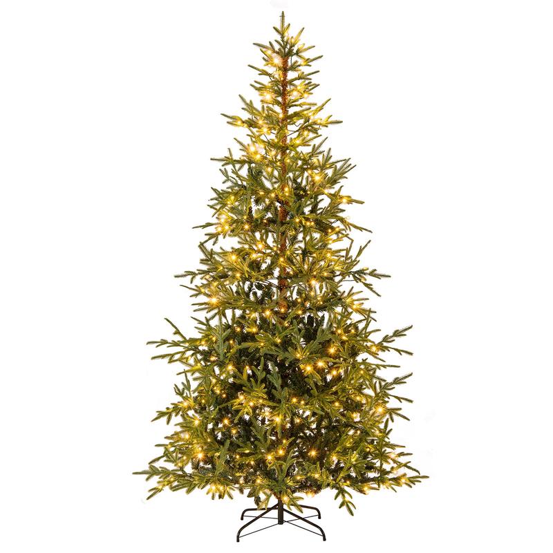 8 FT Pre-Lit Artificial Christmas Tree, Hinged, 400 LED Lights, Green - Green