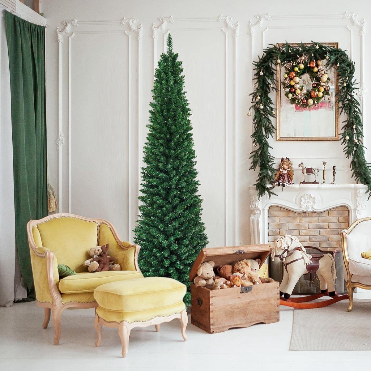 PVC  - 8  PVC Artificial Slim Pencil Christmas Tree-8 Feet