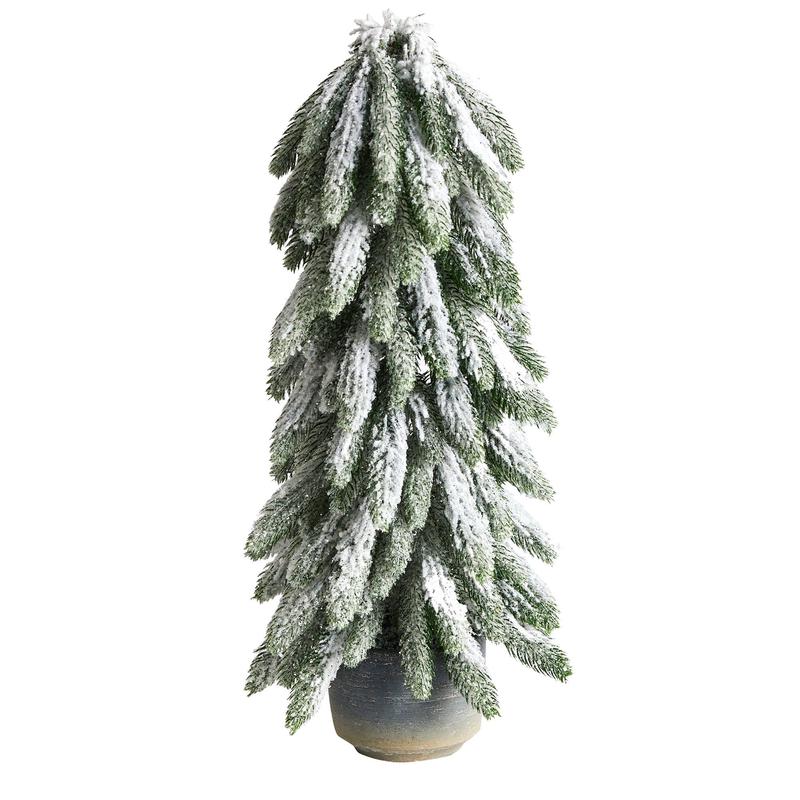 21 Flocked Artificial Christmas Tree in Decorative Planter