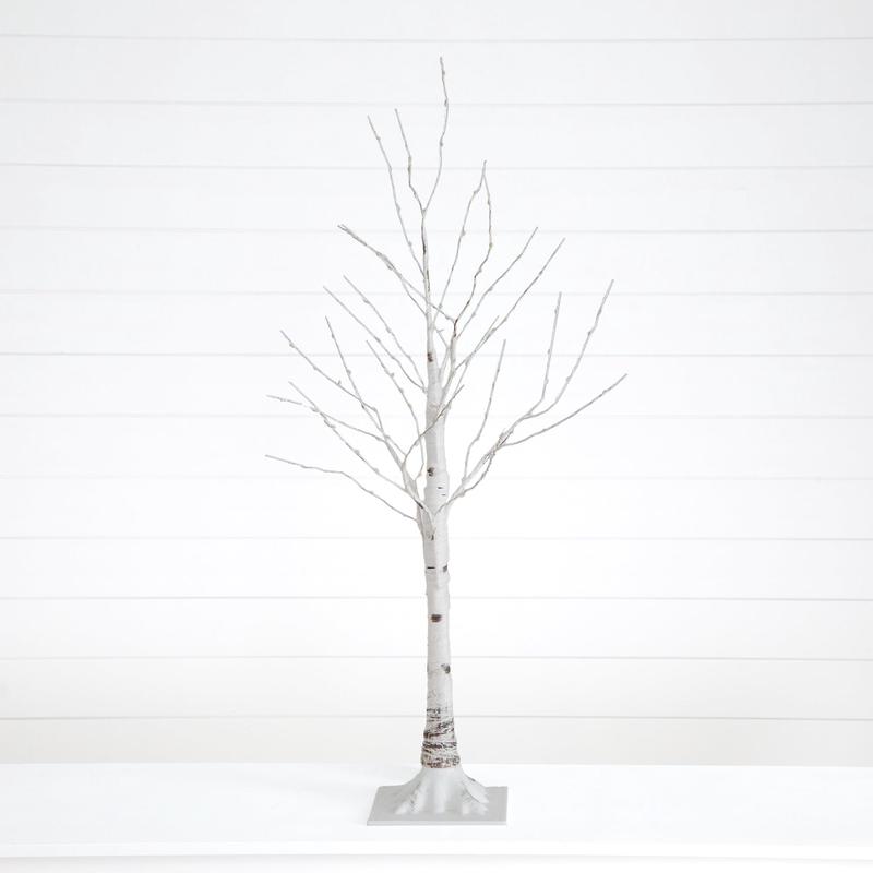 3 Pre-Lit Artificial White Birch Tree with 120 Warm White LED Lights