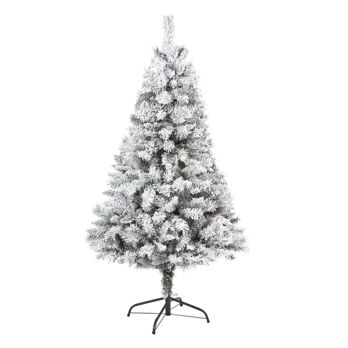 5 Flocked White River Mountain Pine Artificial Christmas Tree with Pinecones
