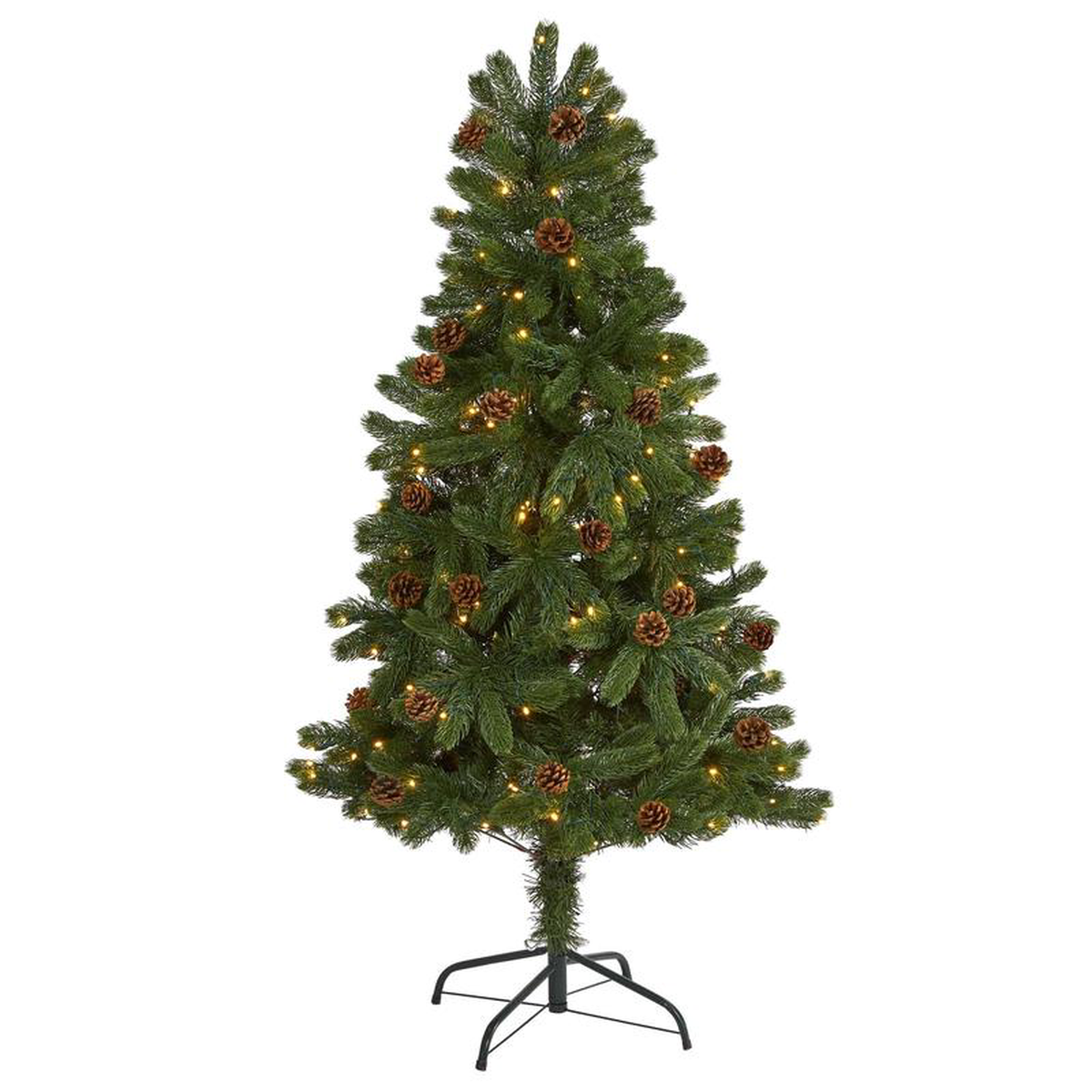 58242 Rocky Mountain Spruce Artificial Christmas Tree with Pinecones and 100 Clear LED Lights