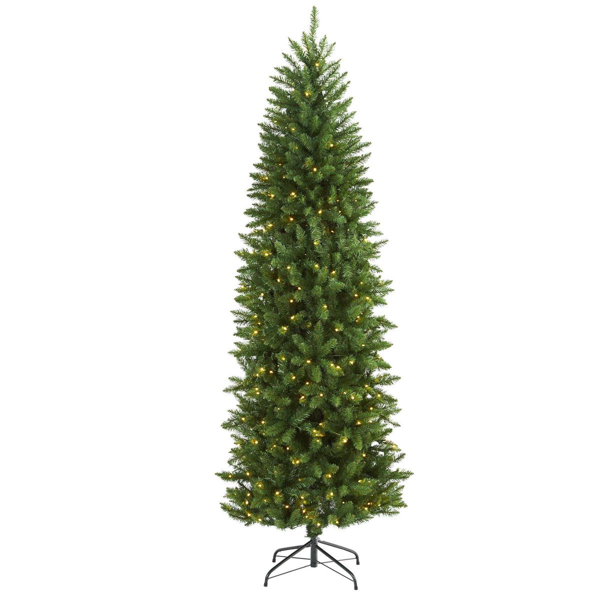 6.5 Slim Green Mountain Pine Artificial Christmas Tree with 300 Clear LED Lights