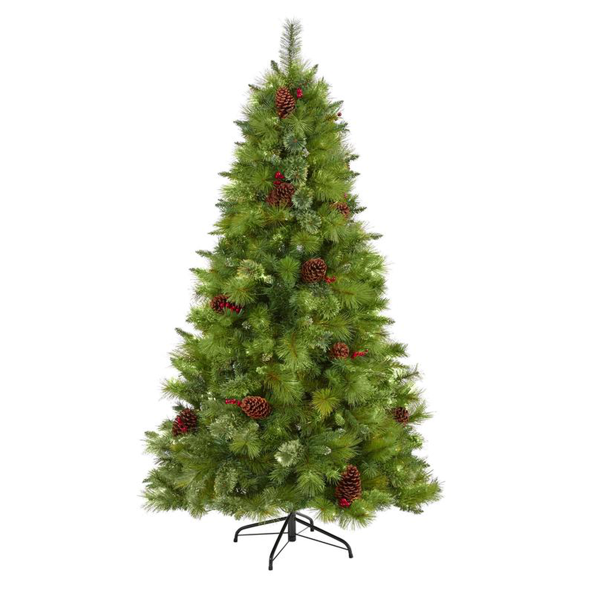 6 Montana Mixed Pine Artificial Christmas Tree with Pine Cones Berries and 814 Bendable Branches