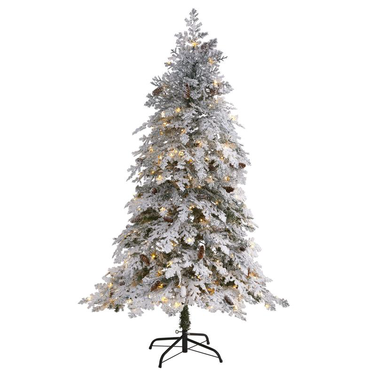 68242 Flocked Montana Down Swept Spruce Artificial Christmas Tree with 250 Clear LED Lights