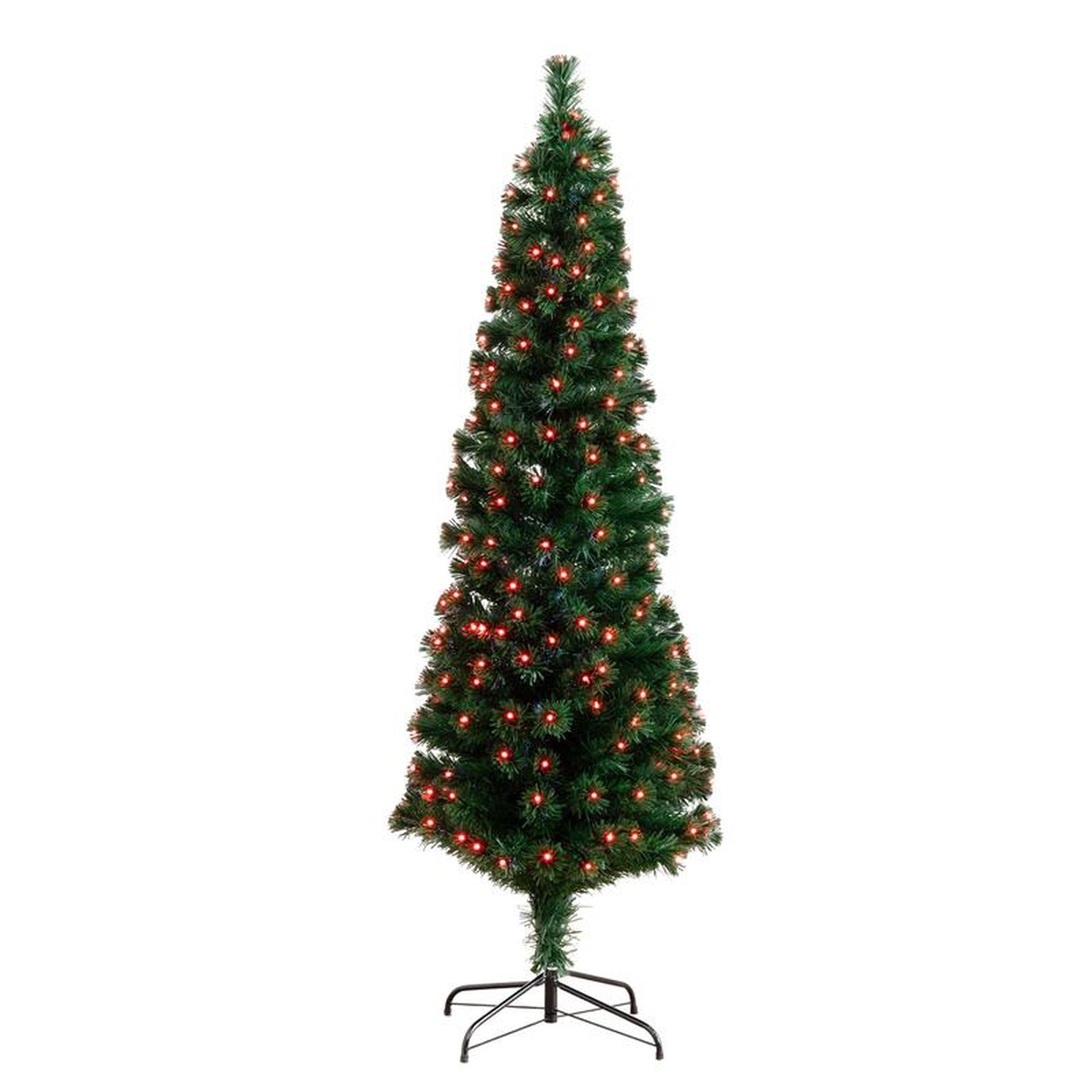 68242 Slim Pre-Lit Fiber Optic Artificial Christmas Tree with 282 Colorful LED Lights