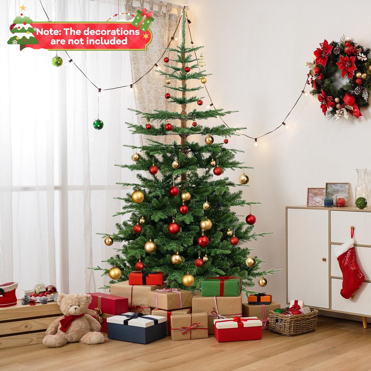7  1303  7 Feet Hinged Artificial Pre-lit Christmas Tree with 1303 Branch Tips