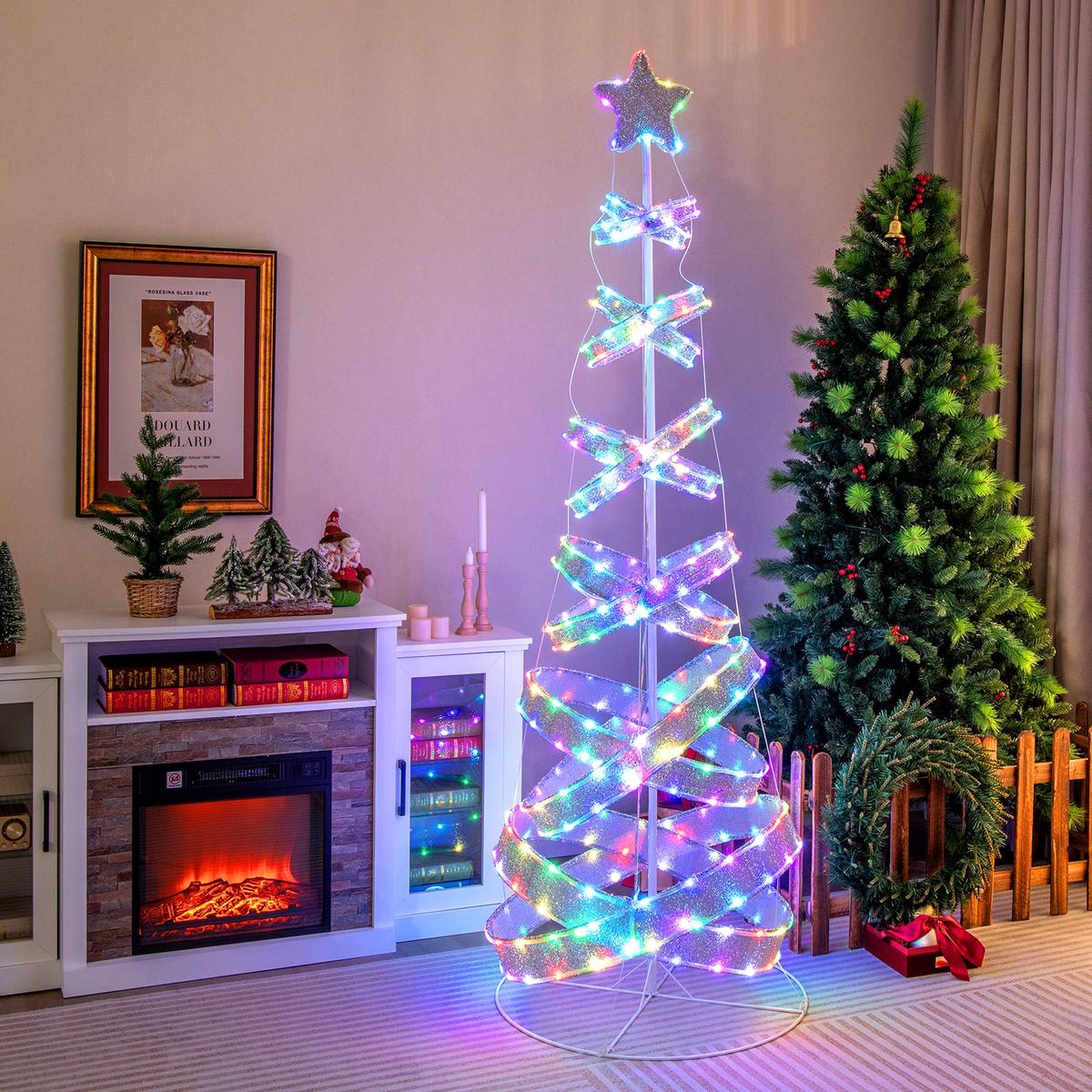 7  7 Feet Outdoor Spiral Christmas Tree for Party  Xmas New Year Decoration