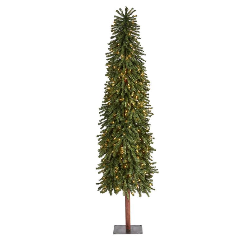7 Grand Alpine Artificial Christmas Tree with 400 Clear Lights and 950 Bendable Branches on Natural Trunk