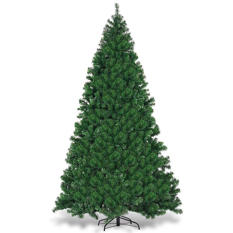 9 Feet Pre-Lit PVC Artificial Christmas Tree, 700 LED Lights, Green - Green