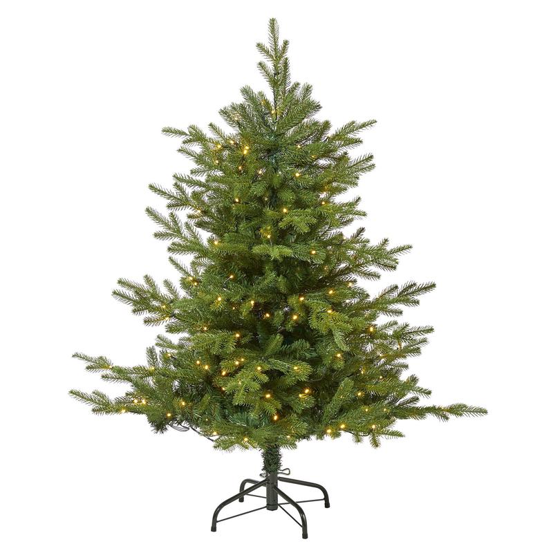 4 Swedish Fir Artificial Christmas Tree with 160 Warm White LED Lights and 403 Bendable Branches