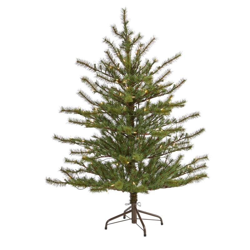 4 Vancouver Mountain Pine Artificial Christmas Tree with 100 Clear Lights and 374 Bendable Branches