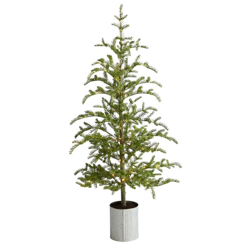 5.5 Pre-Lit Pine Artificial Christmas Tree in Decorative Planter with 150 Lights