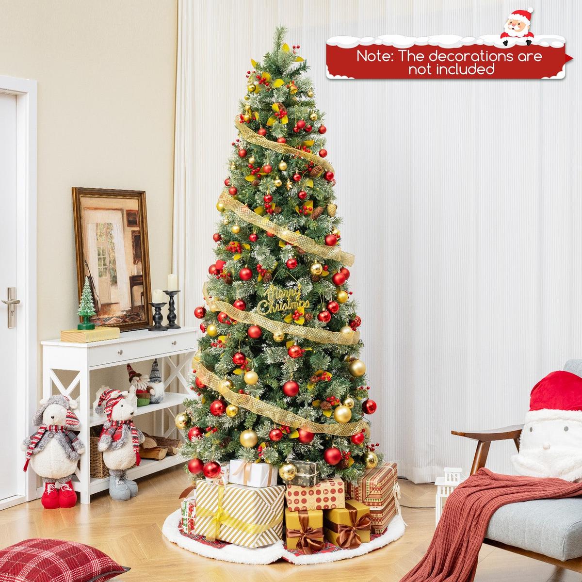 5/7.5/9  453/1096/1416 PVC -L 5/7.5/9 FT Pre-Lit Artificial Christmas Tree with 453/1096/1416 PVC and Pine Needles-L