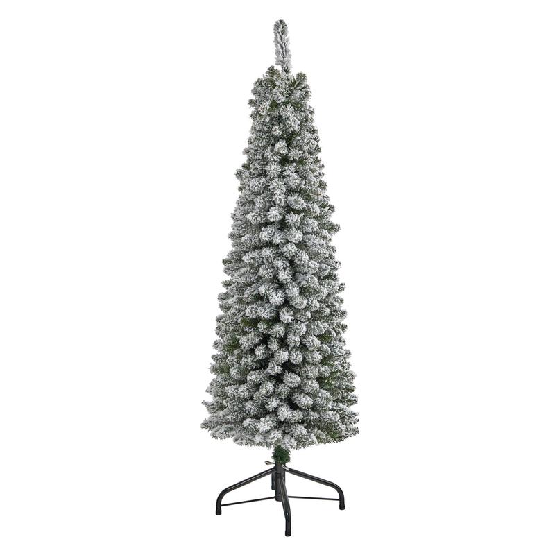 5 Flocked Pencil Artificial Christmas Tree with 318 Bendable Branches