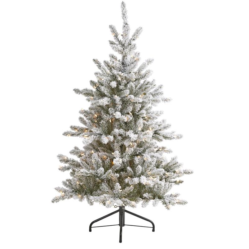 5 Flocked West Virginia Spruce Artificial Christmas Tree with 200 Clear Lights and 604 Bendable Branches