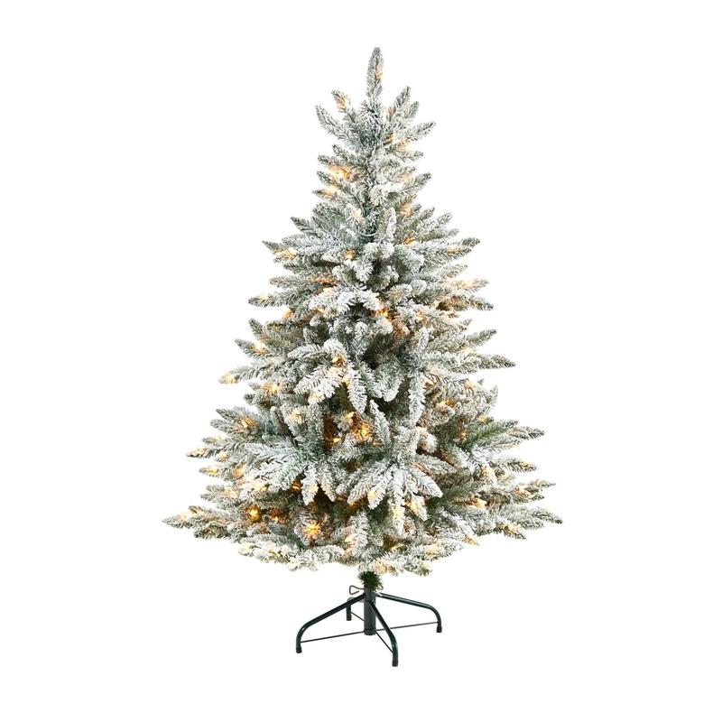 5 Flocked West Virginia Spruce Christmas Tree with 200 Clear Lights and 604 Bendable Branches